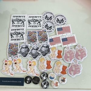 brandy melville sticker and button set!